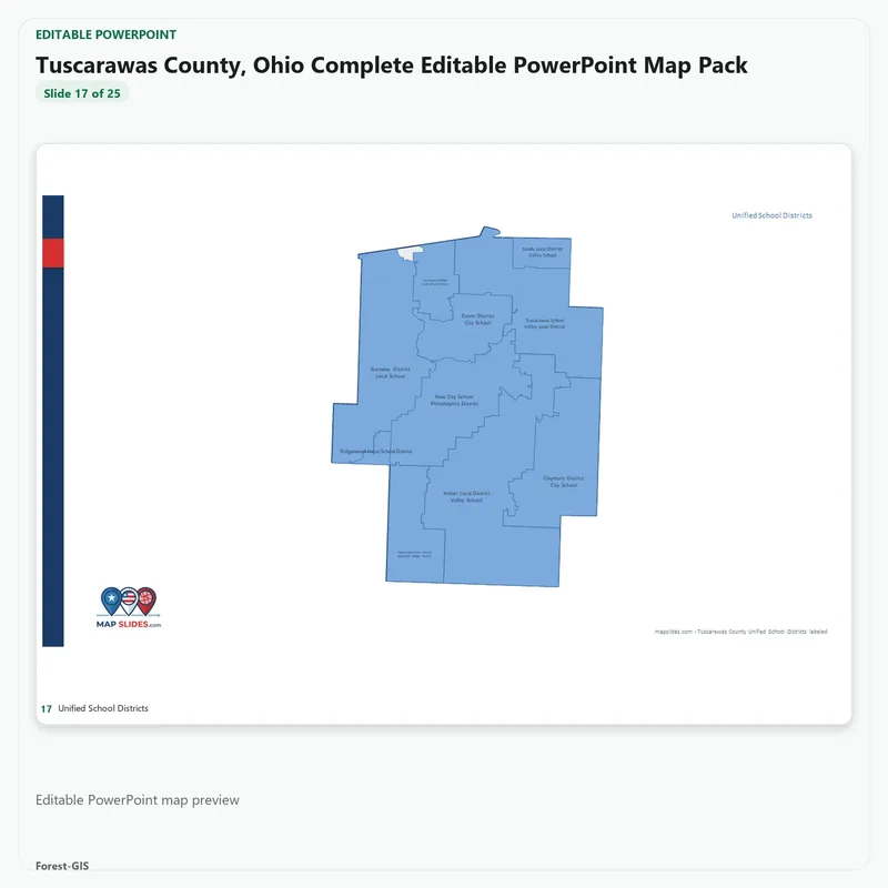 Tuscarawas County, Ohio Editable Map Pack - Image 5