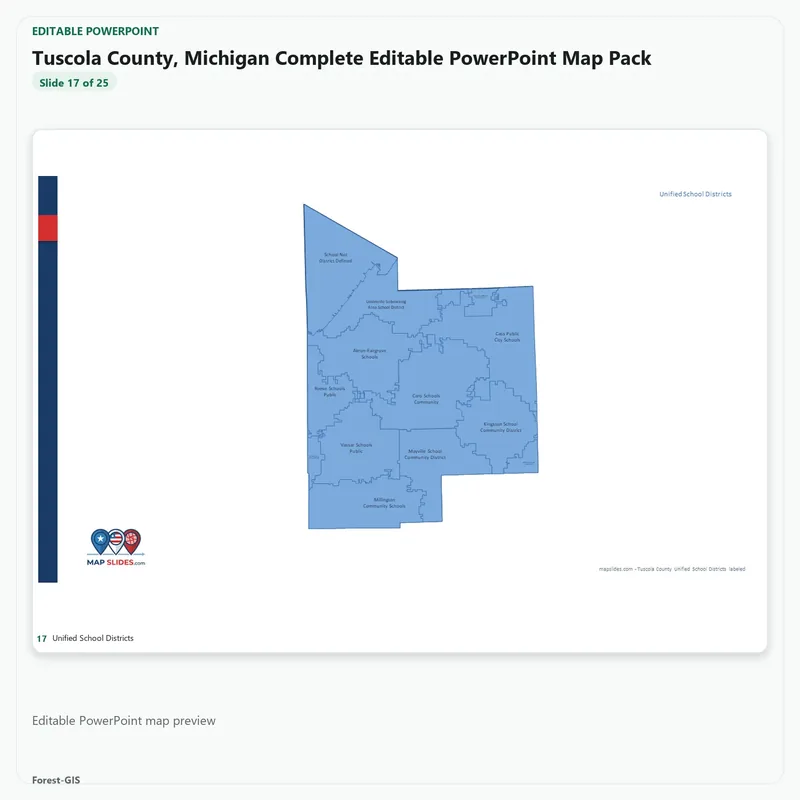 Tuscola County, Michigan Editable Map Pack - Image 5