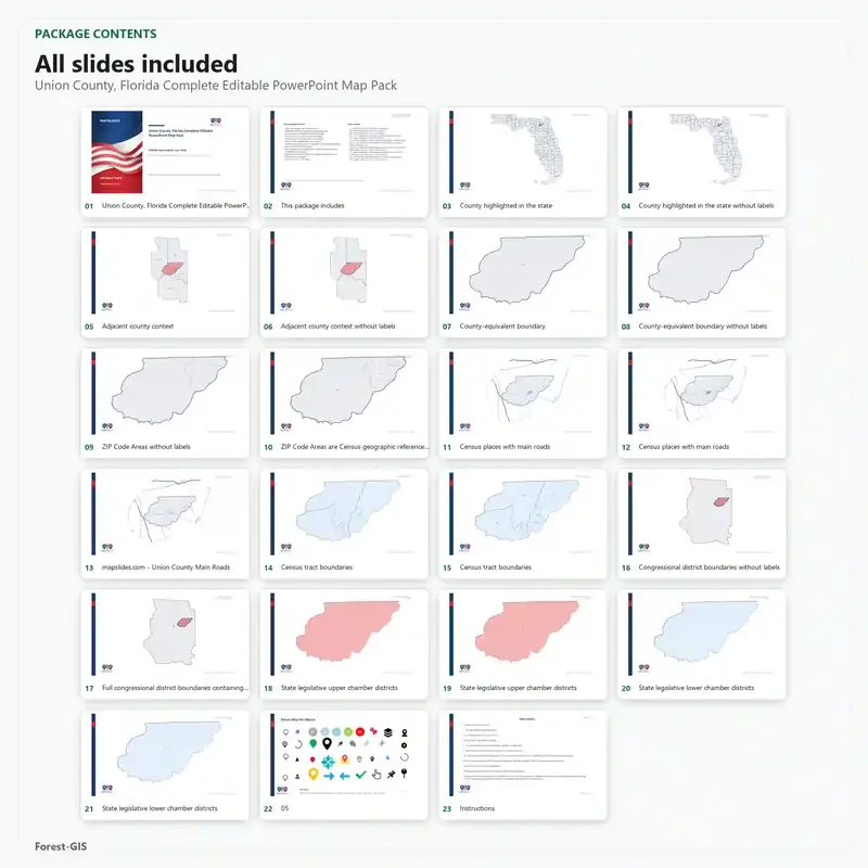 Union County, Florida Editable Map Pack - Image 2