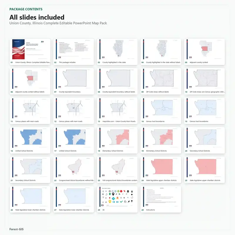 Union County, Illinois Editable Map Pack - Image 2