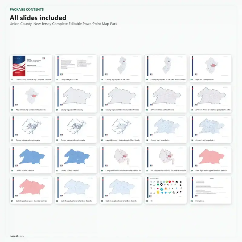 Union County, New Jersey Editable Map Pack - Image 2
