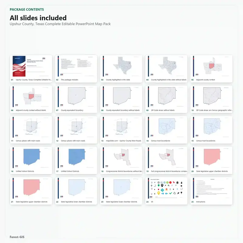 Upshur County, Texas Editable Map Pack - Image 2
