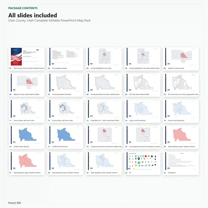 Utah County, Utah Editable Map Pack - Image 2
