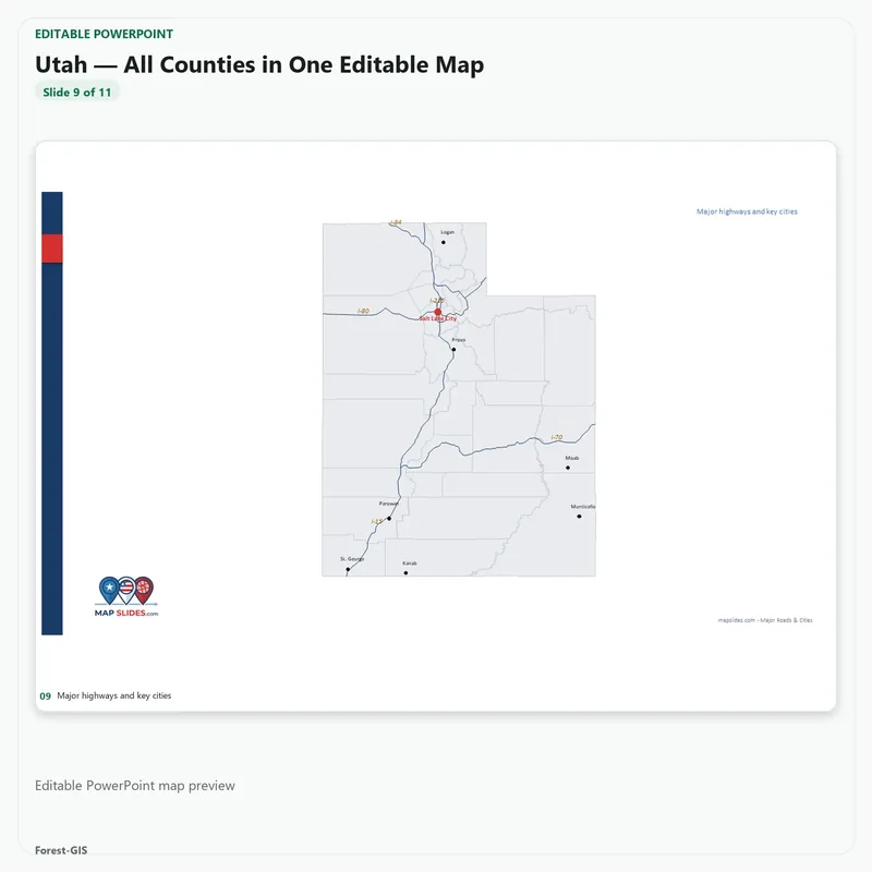 Utah — All Counties in One Editable Map - Image 3