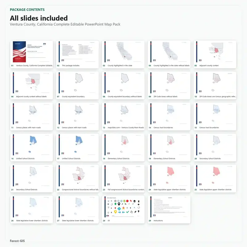 Ventura County, California Editable Map Pack - Image 2