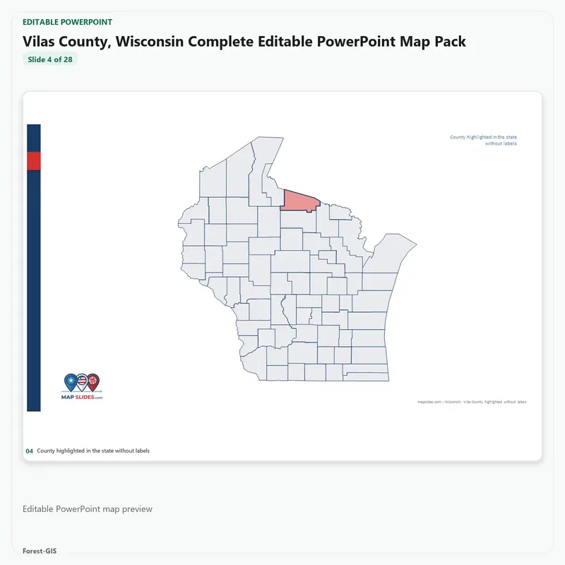 Vilas County, Wisconsin Editable Map Pack - Image 4