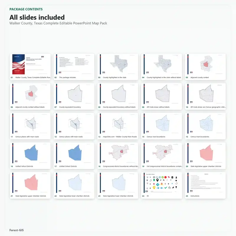 Walker County, Texas Editable Map Pack - Image 2