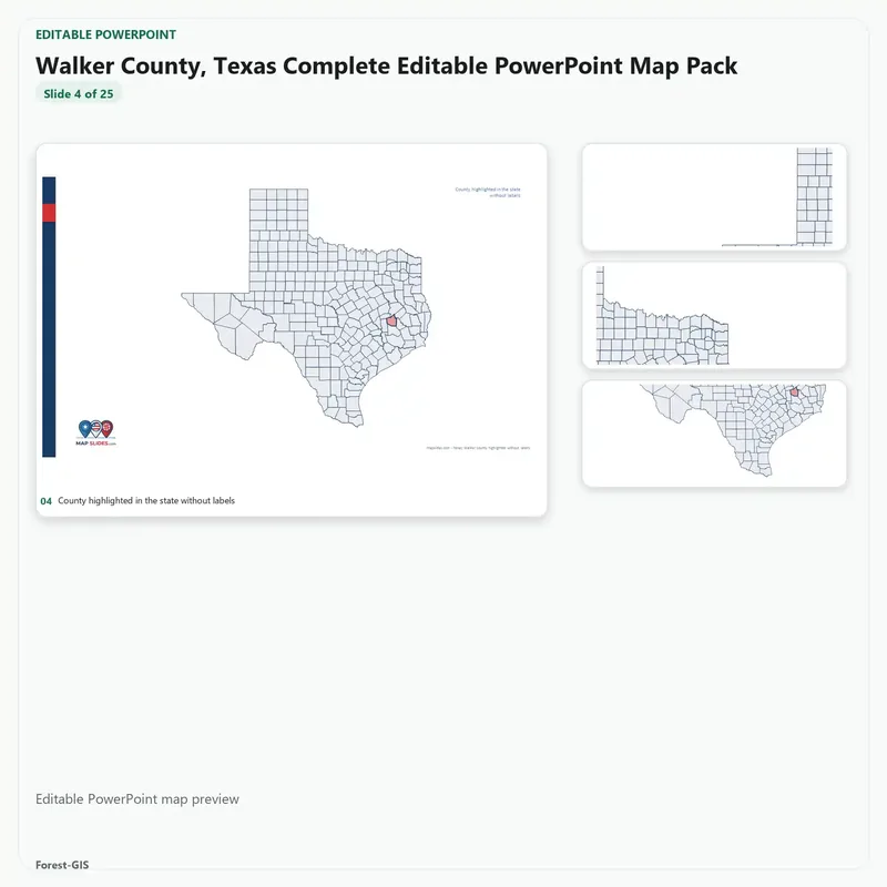 Walker County, Texas Editable Map Pack - Image 4