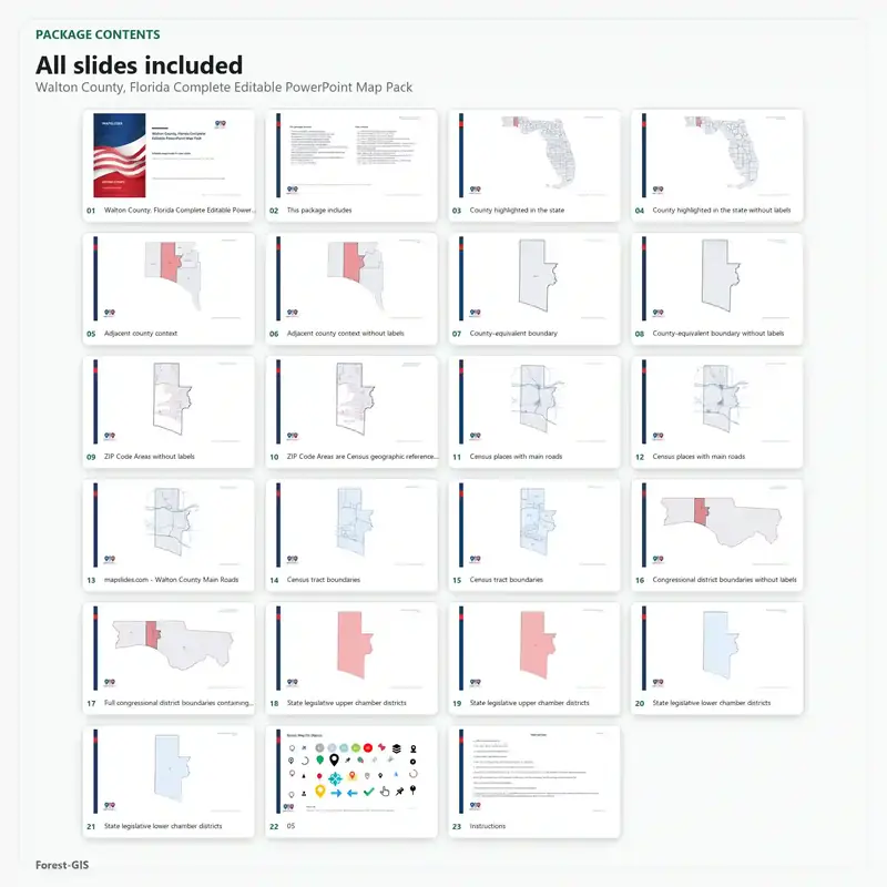 Walton County, Florida Editable Map Pack - Image 2