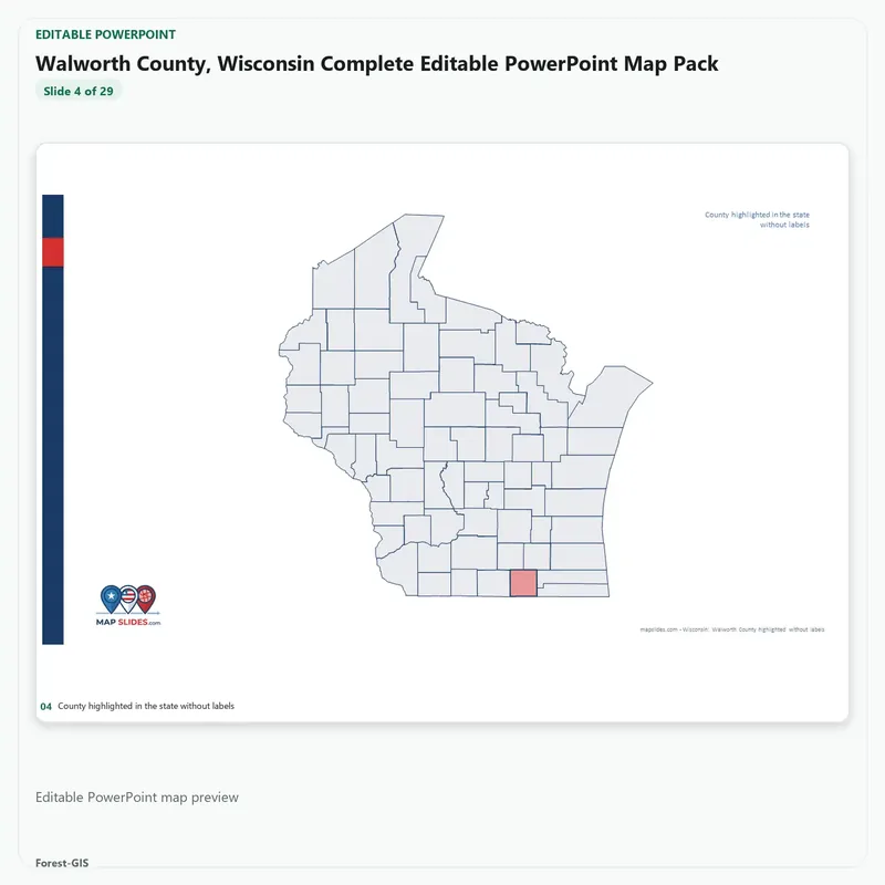 Walworth County, Wisconsin Editable Map Pack - Image 4