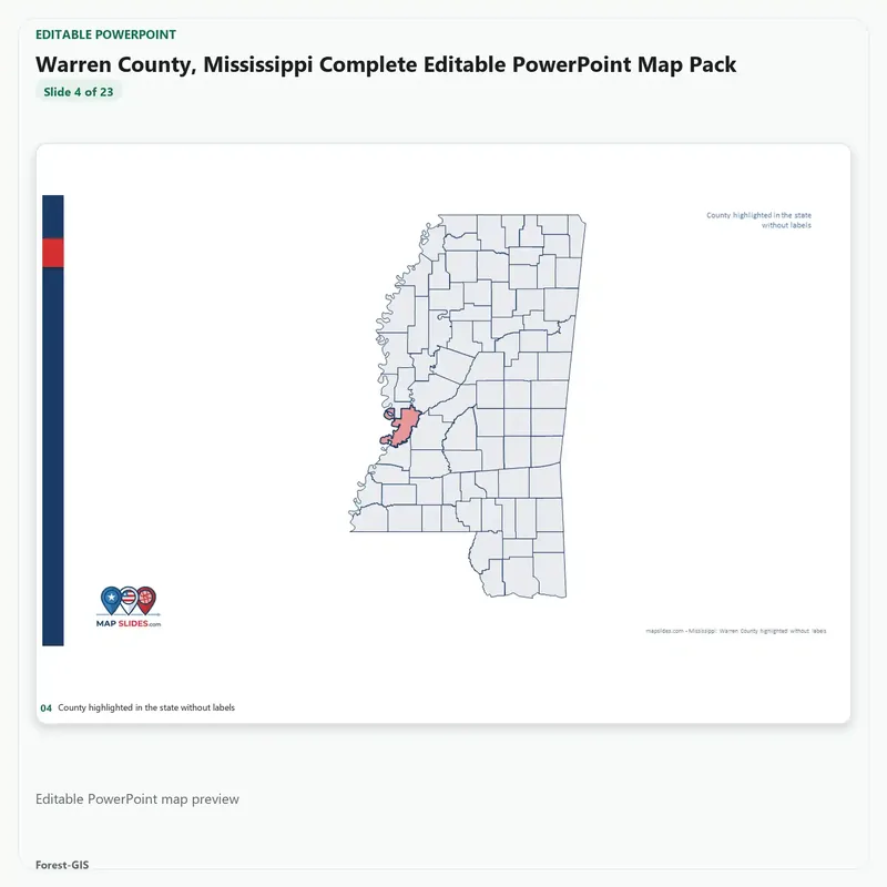 Warren County, Mississippi Editable Map Pack - Image 4