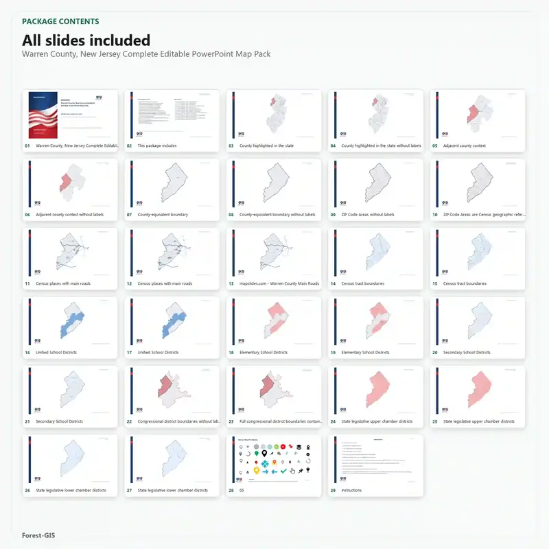 Warren County, New Jersey Editable Map Pack - Image 2