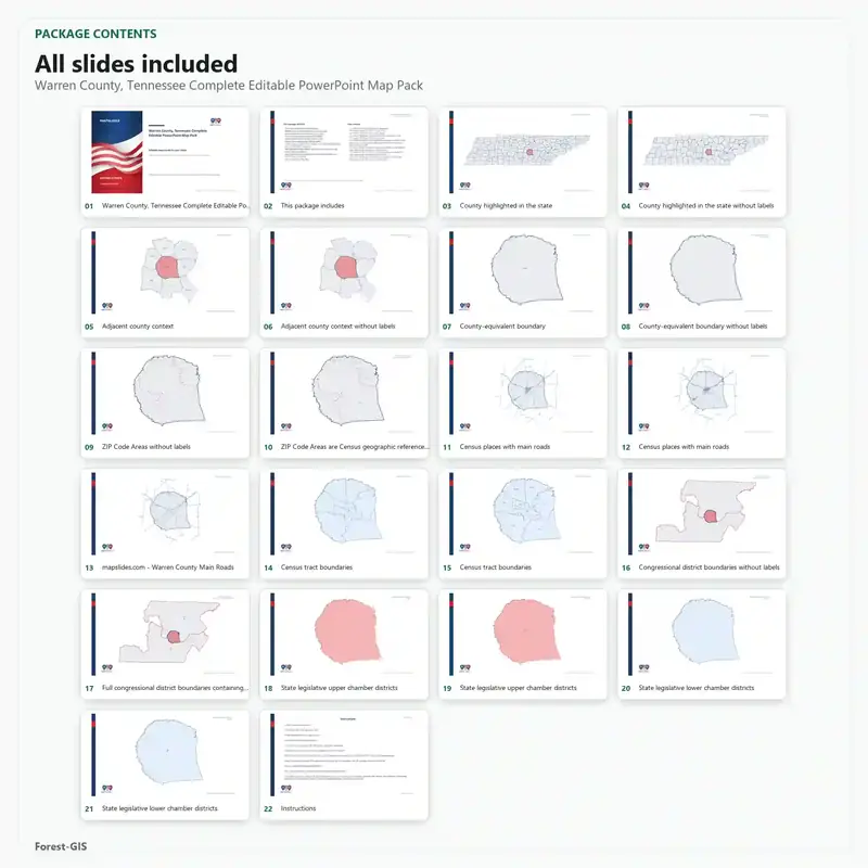 Warren County, Tennessee Editable Map Pack - Image 2