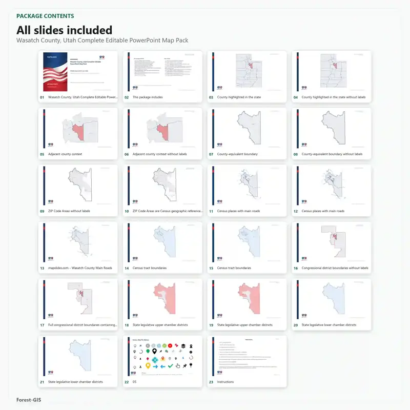 Wasatch County, Utah Editable Map Pack - Image 2
