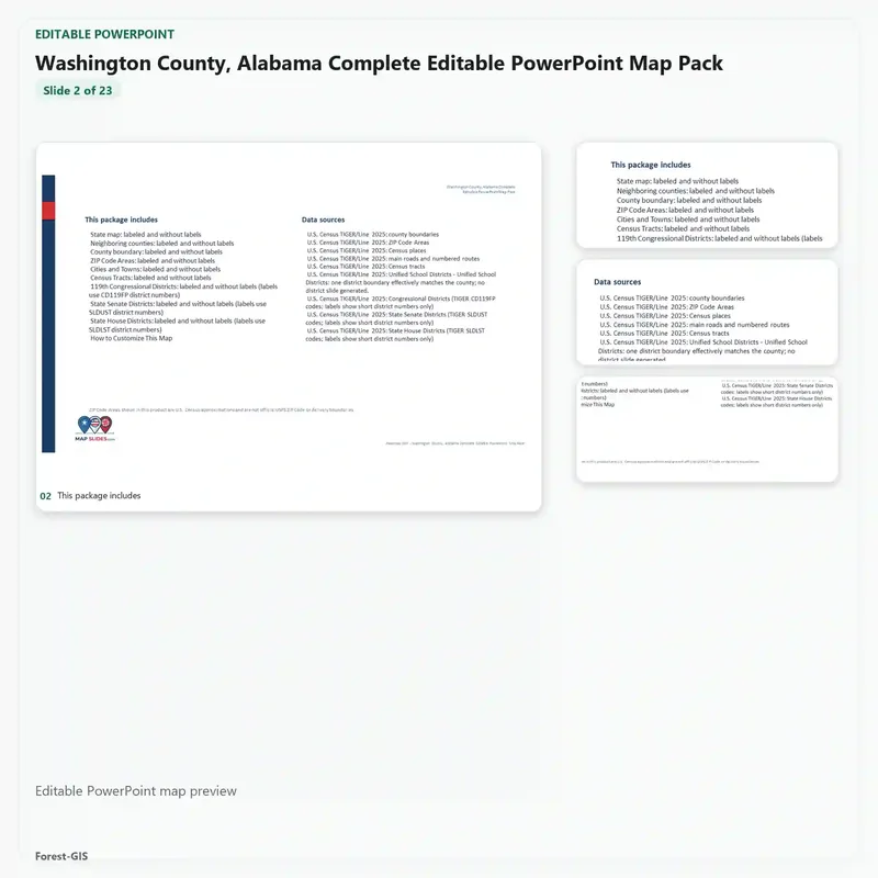 Washington County, Alabama Editable Map Pack - Image 3