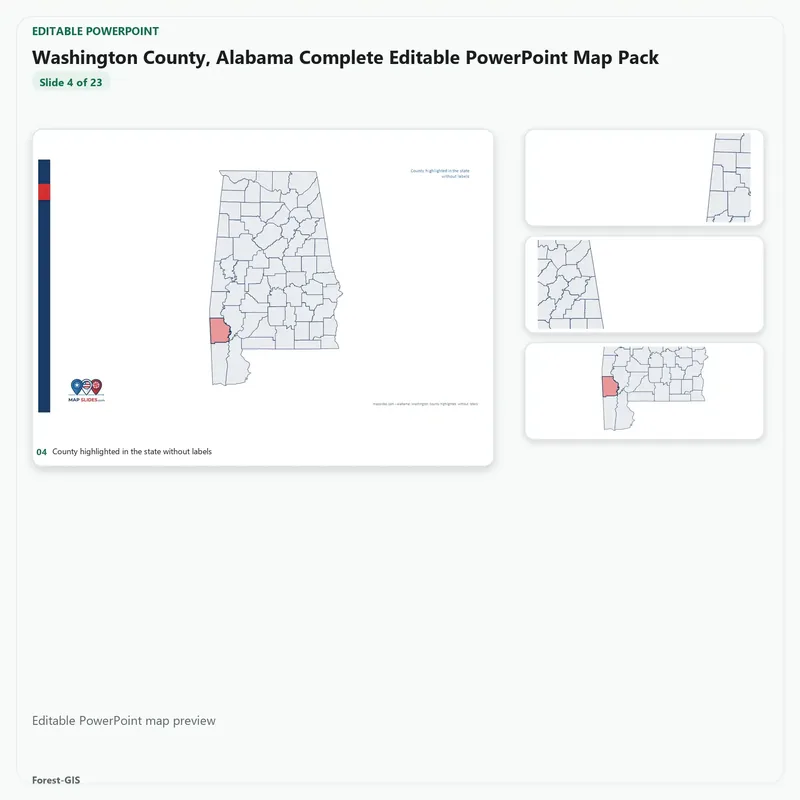 Washington County, Alabama Editable Map Pack - Image 4