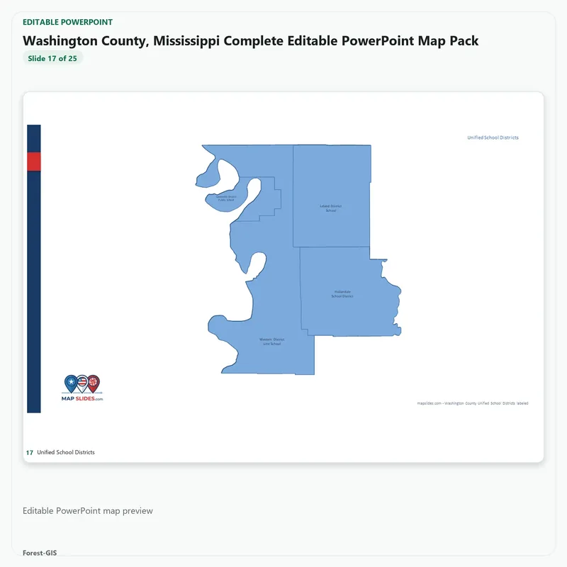 Washington County, Mississippi Editable Map Pack - Image 5