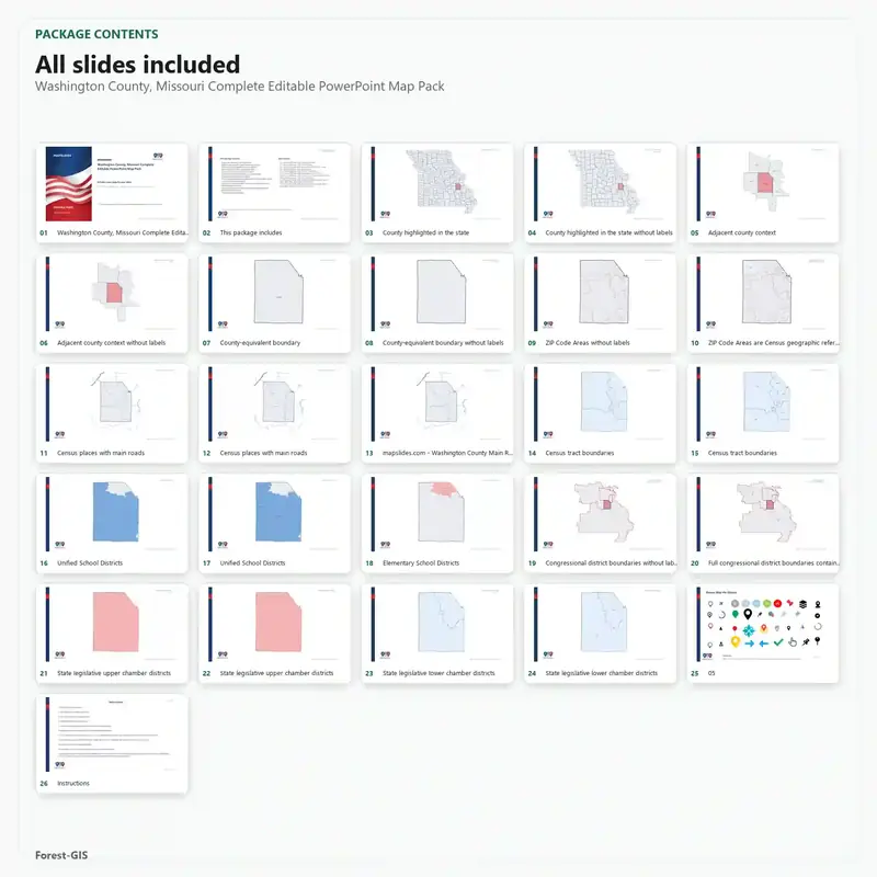 Washington County, Missouri Editable Map Pack - Image 2