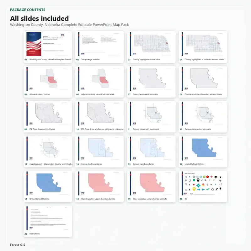 Washington County, Nebraska Editable Map Pack - Image 2