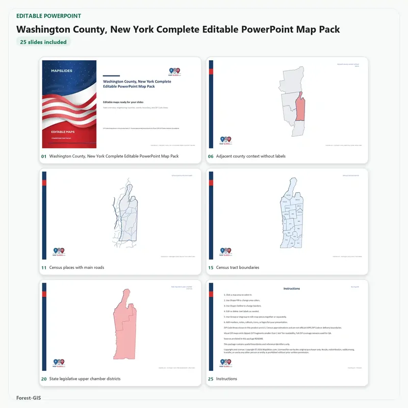 Washington County, New York Editable Map Pack