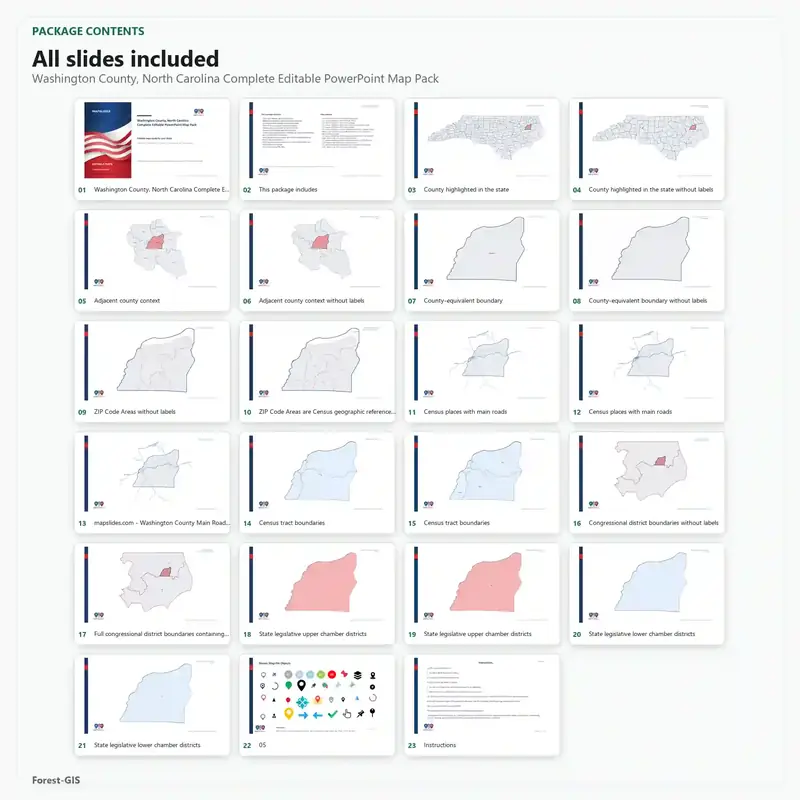Washington County, North Carolina Editable Map Pack - Image 2