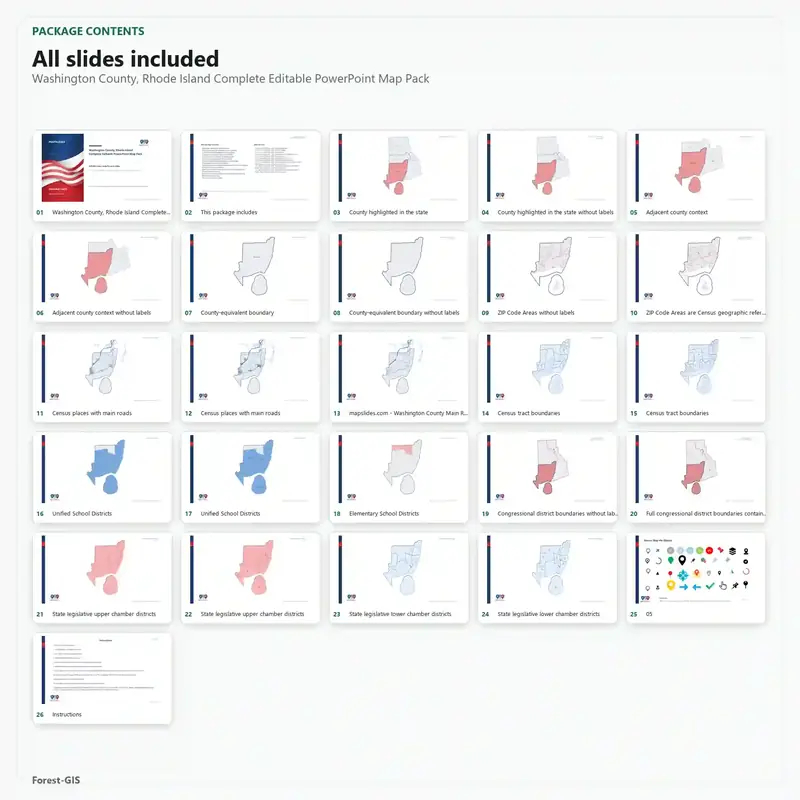 Washington County, Rhode Island Editable Map Pack - Image 2