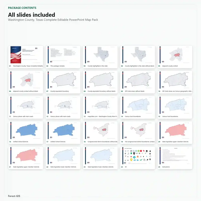 Washington County, Texas Editable Map Pack - Image 2