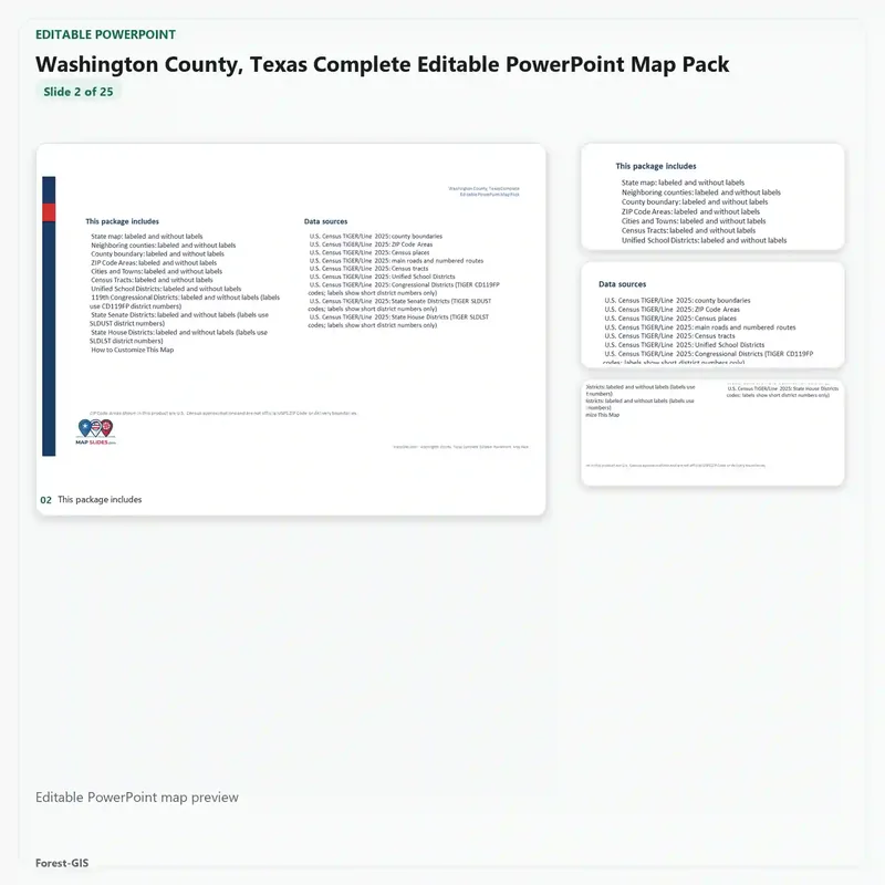 Washington County, Texas Editable Map Pack - Image 3