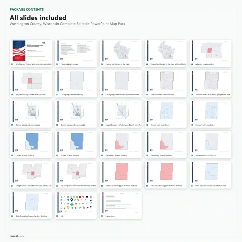 Washington County, Wisconsin Editable Map Pack - Image 2