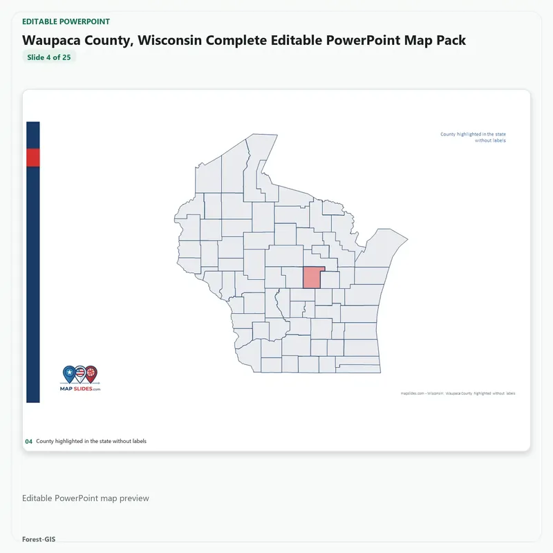 Waupaca County, Wisconsin Editable Map Pack - Image 4