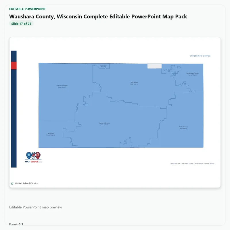 Waushara County, Wisconsin Editable Map Pack - Image 5