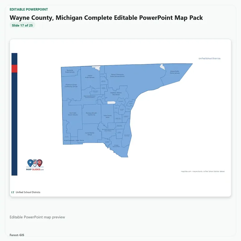 Wayne County, Michigan Editable Map Pack - Image 5