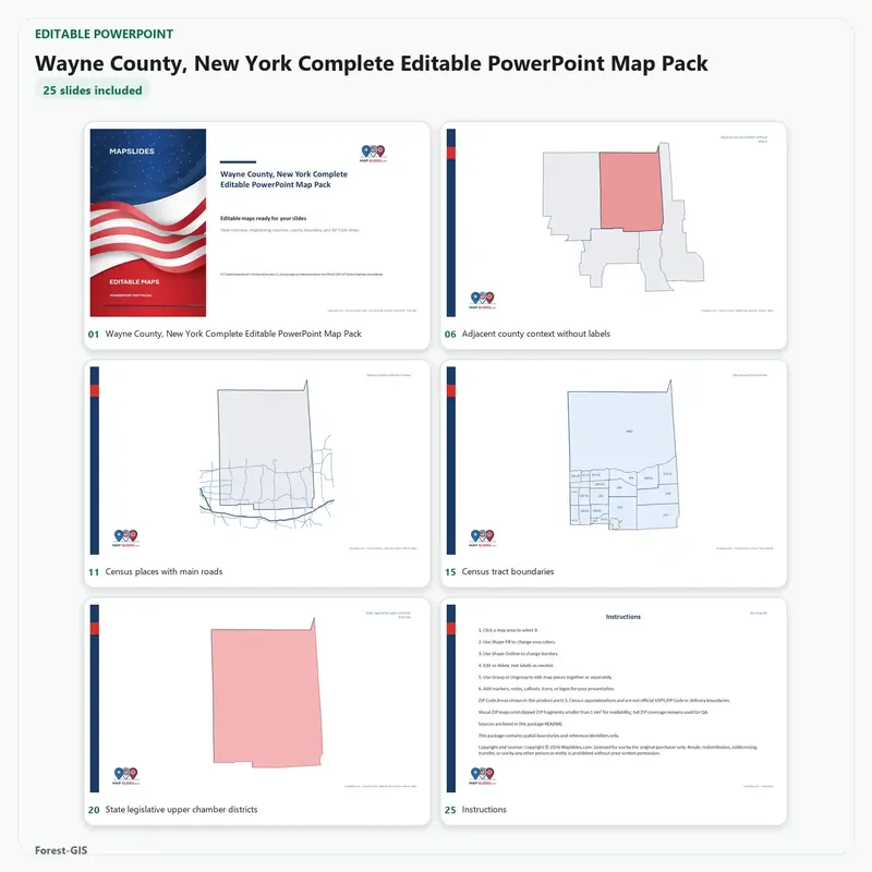 Wayne County, New York Editable Map Pack
