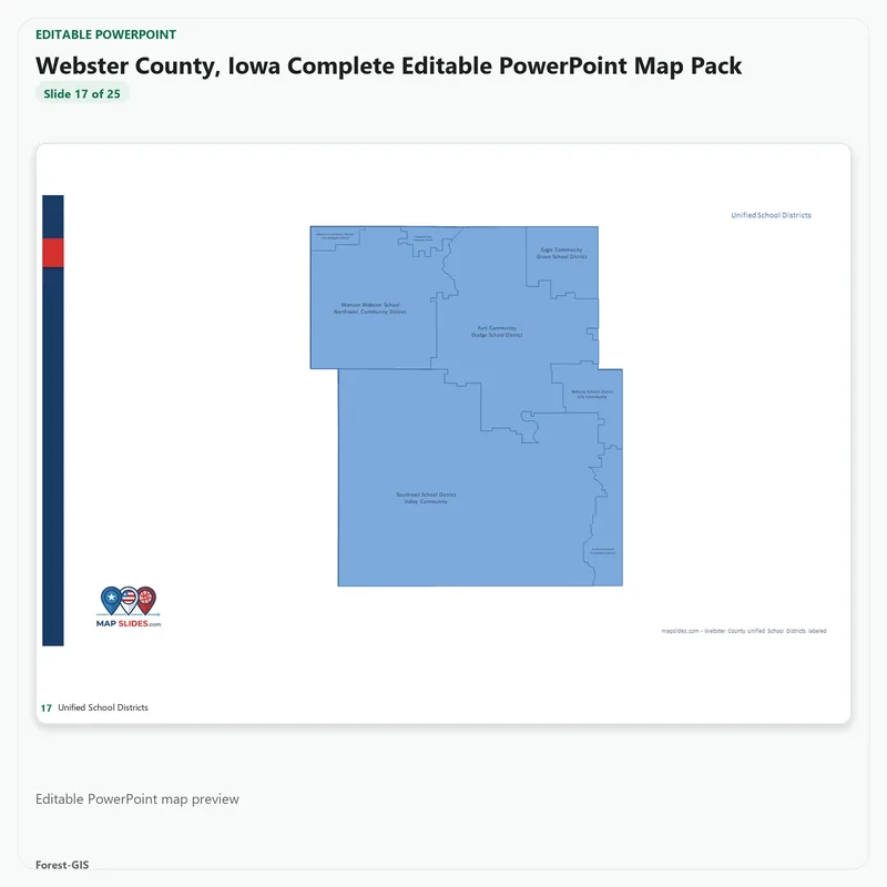 Webster County, Iowa Editable Map Pack - Image 5