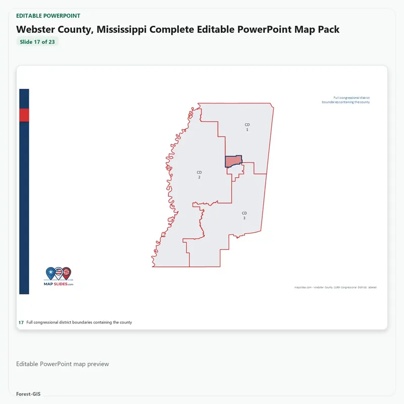 Webster County, Mississippi Editable Map Pack - Image 5