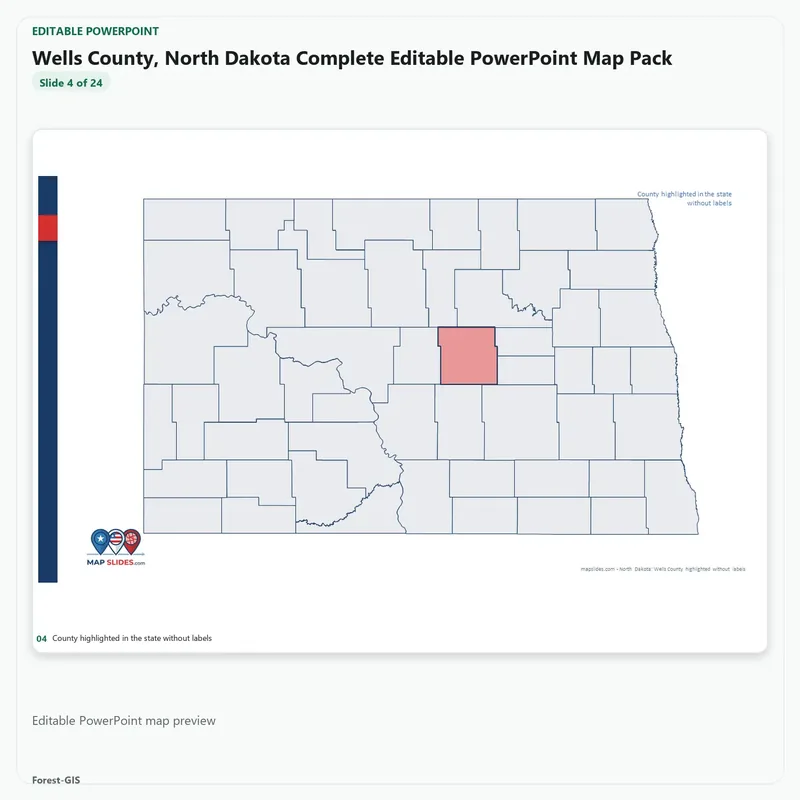 Wells County, North Dakota Editable Map Pack - Image 4