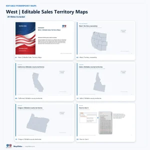 West Editable Sales Territory Maps – PowerPoint
