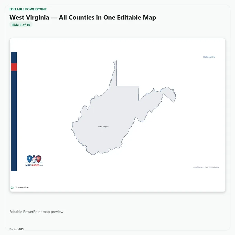 West Virginia — All Counties in One Editable Map - Image 2