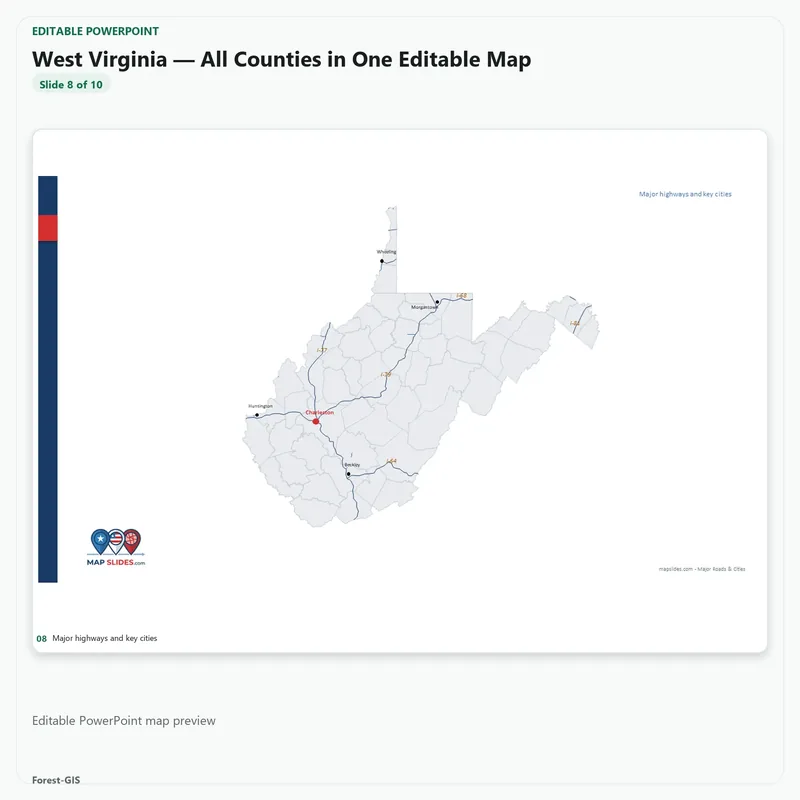 West Virginia — All Counties in One Editable Map - Image 3