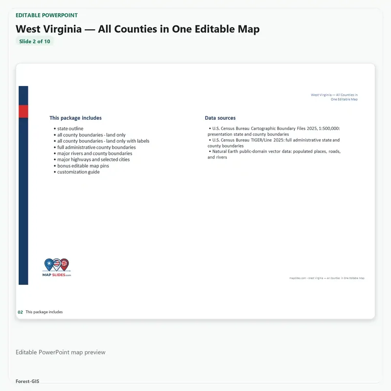 West Virginia — All Counties in One Editable Map - Image 4