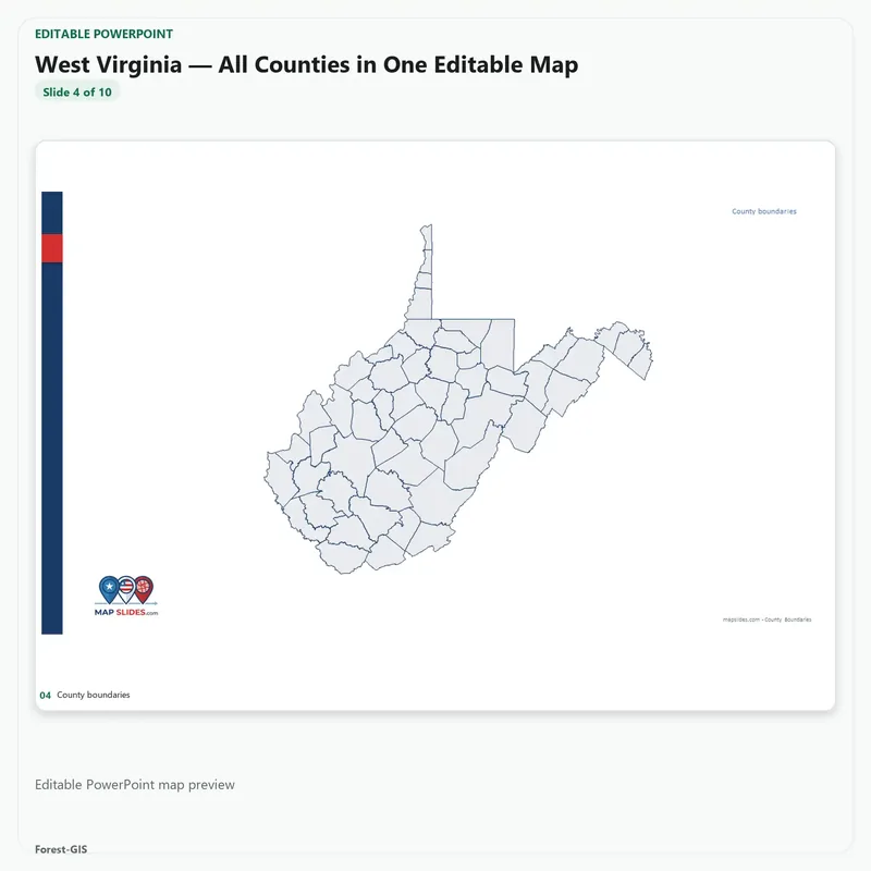 West Virginia — All Counties in One Editable Map - Image 5