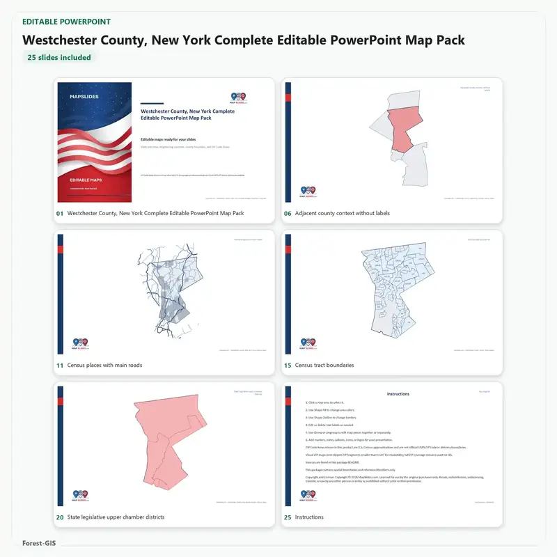 Westchester County, New York Editable Map Pack