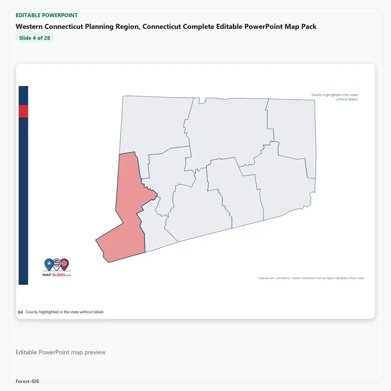 Western Connecticut Planning Region, Connecticut Editable Map Pack - Image 4