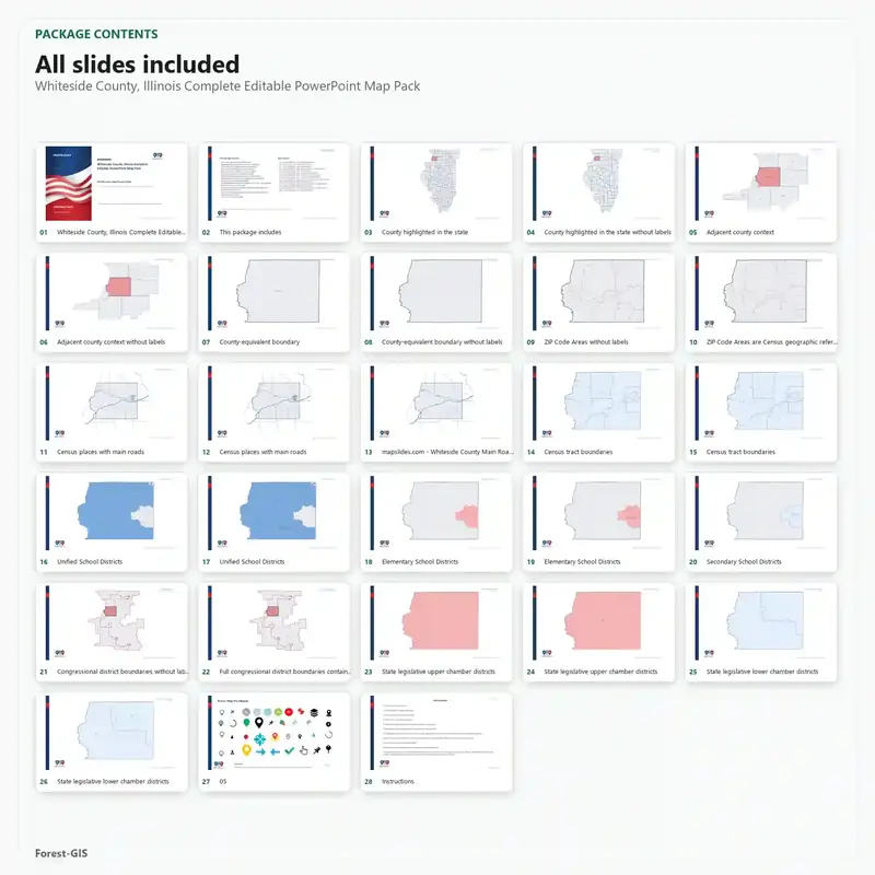 Whiteside County, Illinois Editable Map Pack - Image 2