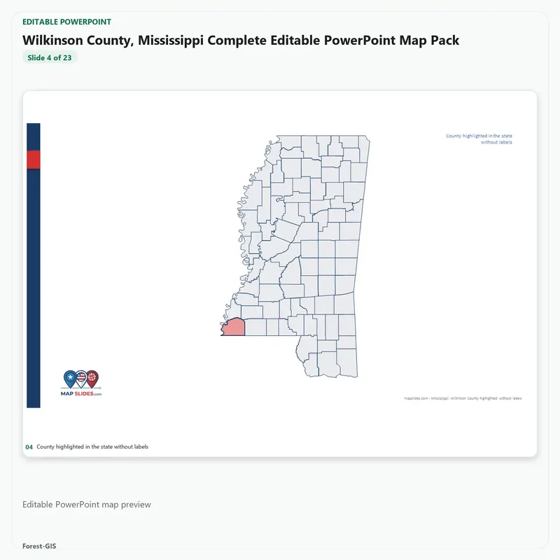 Wilkinson County, Mississippi Editable Map Pack - Image 4
