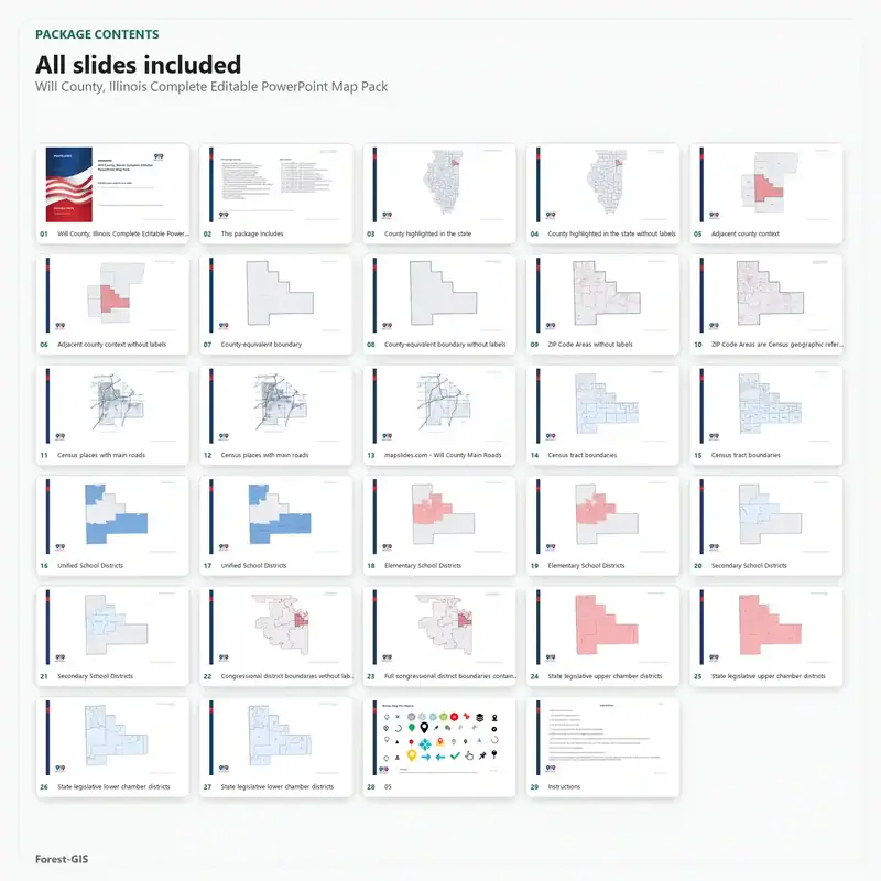 Will County, Illinois Editable Map Pack - Image 2