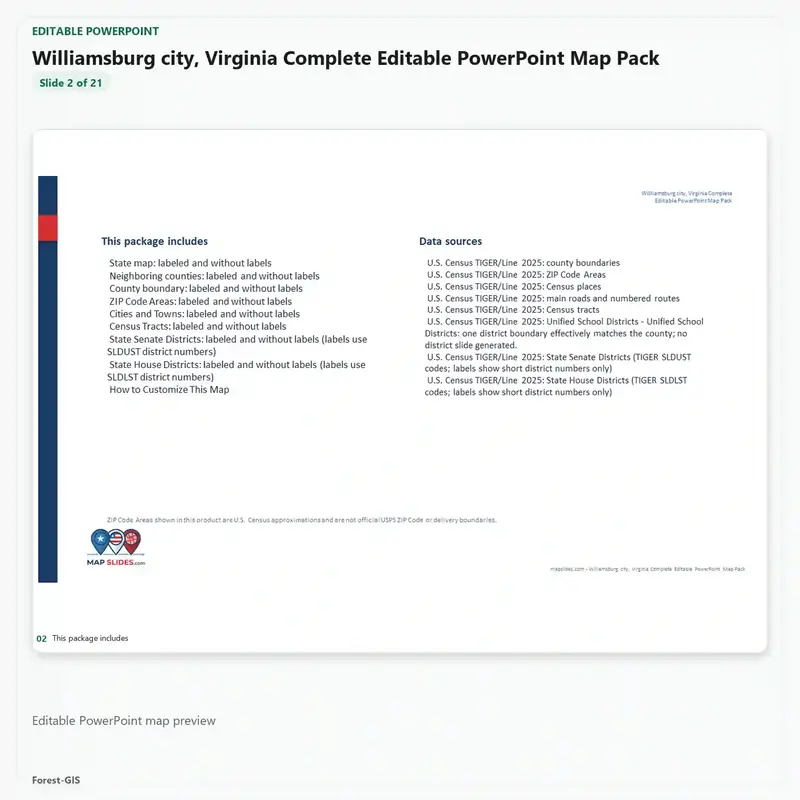 Williamsburg city, Virginia Editable Map Pack - Image 3