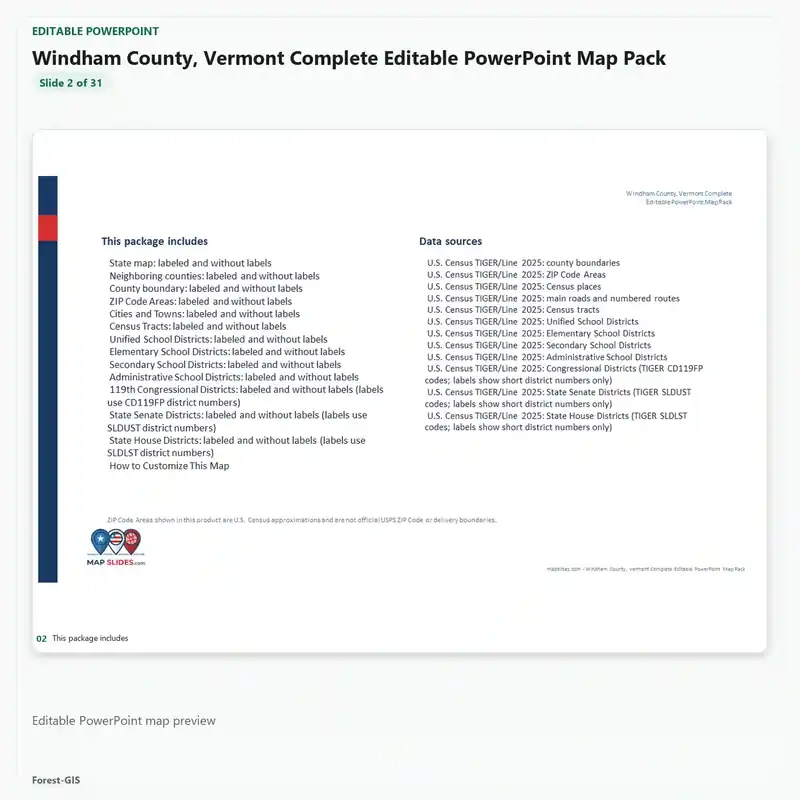 Windham County, Vermont Editable Map Pack - Image 3