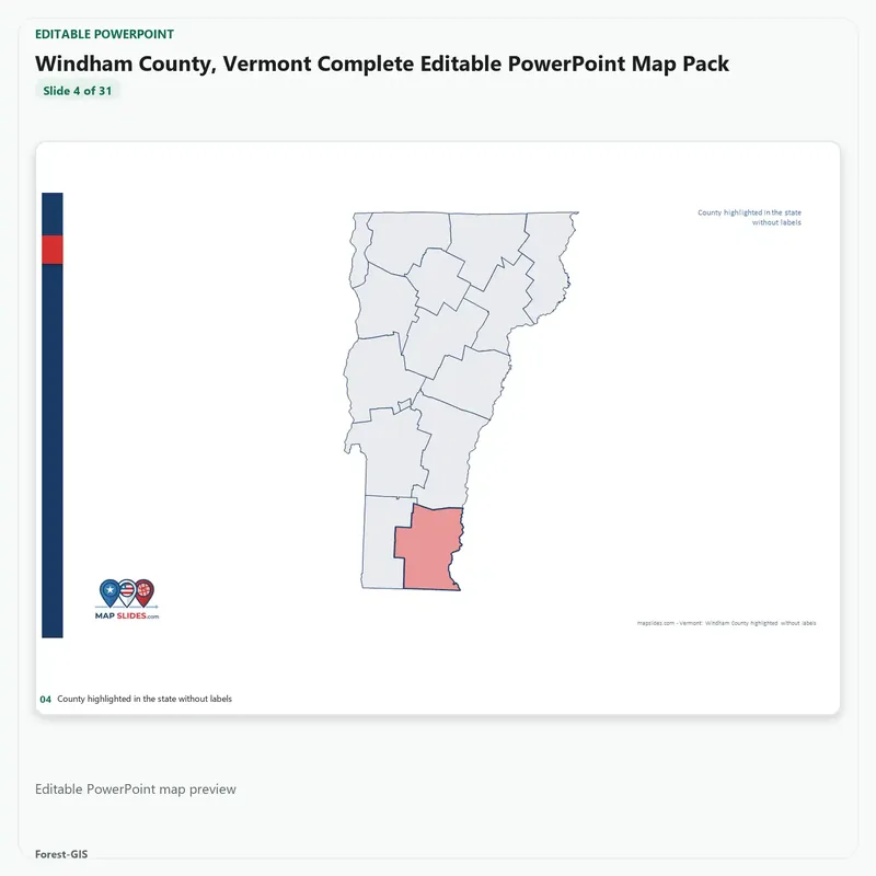 Windham County, Vermont Editable Map Pack - Image 4