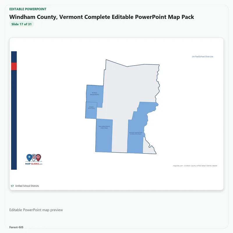 Windham County, Vermont Editable Map Pack - Image 5